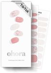 ohora Semi Cured Gel Nail Strips (N Rose Diamond) - Pink, Patterned, Works with UV/LED Lamps, Salon-Quality, Easy to Apply & Remove - Valentine's Day Gel Nail Wraps, Stickers, Romantic Gift Ideas