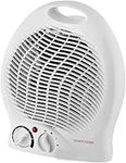 Fan Heater with 2 Heat Settings 2KW Overheat Protection Small Quite Lightweight Portable Electric Floor & Desk Upright Fan Heater with Adjustable Thermostat for home office Kitchen, White