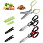 Pack of 3 Kitchen Scissors, 2 Stainless Steel Meat Scissors + 1 Herb Scissors, Multifunctional Kitchen Shears, All Purpose Kitchen Scissors, Poultry Shears, Chicken Shredding Shears + Herb Shears…