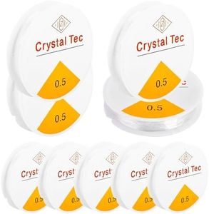 Prdingfy 0.5mm Elastic Crystal String,10 Rolls of Crystal String Clear Elastic Bead Cord for Stretchy r Bracelet, Beading and Jewelry Making (10 Rolls × 15m)