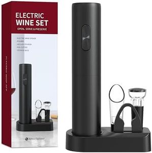 Simpleasy SimpleKitchen Electric Wine Opener, Automatic Electric Wine Bottle Corkscrew Opener with Foil Cutter, Battery Operated (Black)