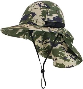 SUN CUBE Sun Hat for Men, Wide Brim Fishing Hat Neck Flap Cover Men Women, Hiking Safari, UV Sun Protection Summer Gardening Beach Camping UPF 50+, Camo Green