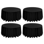 LYAFS 4 Pack Round Tablecloth 120 Inch, Black Polyester Tablecloth for Round Tables Stain Resistant and Washable Tablecloth Decorative Tablecloth for Weddings, Birthdays, Parties, Banquets, Camping