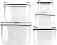 Copper Top - 10Pcs Food Storage Container – [Pack of 5], Transparent Plastic Storage Box with Vented Lid, Microwave Safe, Dishwasher Proof, Stack-able