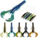 Bombrooster Craw Bait 25pcs - Jig Trailer Fishing Lure Creature with 2 Huge Pincers, Soft Plastic Craw for Bass Fishing