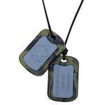 Munchables Chewable Dog Tags - Sensory Chew Military Necklace for Boys (Camo)