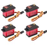 4Pcs DS3218 20KG Waterproof Digital Servo with 25T Servo Arm,High Torque Full Metal Gear RC Steering Servo for 1:8 1:10 1:12 RC Toys Model TRX 4 Crawler Truck Mechanical Arm (Control Angel 180°)