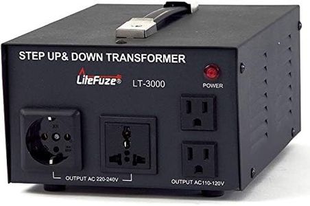 LiteFuze LT-3000 3000 Watt Voltage Converter Transformer - Step Up/Down - 110V/220V - Circuit Breaker Protection