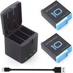 2 Pack Batteries fit for GoPro Hero 10, Hero 9 Black, 3-Channel Battery Charger Station for Hero 10/ Hero 9