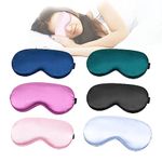 TSHAOUN 6 Pieces Sleep Mask, Silk Sleeping Eye Masks for Women Men Children, Soft Eye Mask for Sleeping, Blackout Eye Mask with Adjustable Strap, Eye-Cover Blindfold for Night,Travel,Nap (6 Colors)