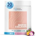 NOVA PHARMA Marine Collagen Powder with Hyaluronic Acid - Hydrolyzed Collagen Peptides Protein Powder Supplement for Anti-Aging, Skin Health, Nail & Hair Growth, 30 Servings (Lotus & Passion fruit)