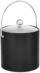 Kraftware Bartenders Choice Fun Colors Collection Ice Bucket 3-Quart, Black, Double Wall Construction, Keep Ice Perfectly Chilled, Hotel Ice Bucket, Guest Room Bar Area Ice Bucket, Bale Handle