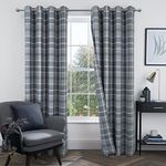 always4u Grey Plaid Tartan Curtains Highland Woolen Look Check Modern Classic Window Treatment Curtain/Drapes for Living Room 2 Panels Gray 54 * 84 Inches