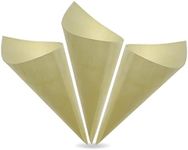 Betinyar Pack of 150 Disposable Wood Food Cone, Finger Foods Cones for Appetizers Ice Cream, Food Tasting Cones for Buffets, Parties (2x5)