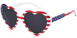 Heart Sunglasses for Women Men American Flag USA 4th of July Accessories Stars and Stripes Patriotic Party Favors Independence Day Eyewear Oversized Trendy Love Shaped Sunglasses Fashion Sun Glasses