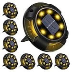 Solar Ground Lights, 8 Pack 12 LED Solar Pathway Lights Waterproof In-ground Lights, Outdoor Solar Powered for Patio Pathway Lawn Yard Driveway Walkway (Warm White)