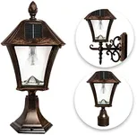 Gama Sonic Solar Outdoor Light, Baytown Bulb, Brushed Bronze Aluminum, 3 Mounting Options, 3-inch Fitter for Lamp Posts, Flat Mount for Column or Pier, and Wall Sconce Mount (106B133)