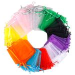 DoGeek 60 Small Organza Gift Bags 10 Color Jewelry Pouches Sheer Drawstring Pouches, Mesh Candy Favour Bag for Wedding Party Festival Game (9 x 7CM, Multicolor)