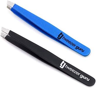 Tweezer Guru Precision Slant Eyebrow Tweezers for Women & Men - Professional Stainless Steel Tweezers for Eyebrows, Facial Hair & Ingrown Hair Removal (Bold Blue & Black)