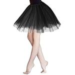 KALIONE Tutu Skirt for Women 3 Layered Elastic Tulle Skirts Women's Teen Adult Tutu Skirt Bubble Ballet Dance Tulle Skirts Vintage Party Dress Costume Accessories for Women Teen Girls, Black