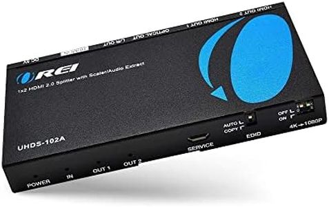 OREI 1x2 2.0 HDMI Splitter with Scaler Audio Extractor 2 Ports with Full Ultra HDCP 2.4K at 60Hz & 3D Supports EDID Control - UHDS-102A