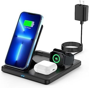 Olycism 15W Qi 3 en 1 Cargador Inalámbrico Rápido Plegable Estación Carga para Teléfono Protección de Seguridad QI Compatible con iPhone/Samsung/i Watch8/7/6/SE/5/4/3/2 Air Pods2/3/Pro/Pro2