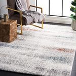 SAFAVIEH Berber Shag Collection Collection Collection 2.80 x 30.5 m Rust Blue Ivory Modern Abstract Design Non Shedding Easy Clean Rug 3.2cm Thick Ideal for Areas