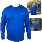 UPF50+ Long Sleeve Fishing Shirts for Men - Vented Sides, Light Weight, Wicking Blue