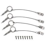 4 Pack Quick Release Pin 1/4" Diameter w/Drop Cam & Spring - Lanyard Prevents Loss, Full 316 Stainless Steel, Bimini Top Pin, Marine Hardware, Free Installation Screws