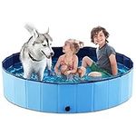 Jasonwell Foldable Dog Pool Collapsible Hard Plastic Dog Swimming Pool Portable Kiddie Pool Pet Pool Doggie Wading Pool Bath Tub for Puppy Small Medium Large Dogs Cats and Kids 55.1"