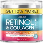 Retinol Cream for Face with Hyaluronic Acid, Day-Night Anti-Aging Moisturizer for Women, Men, Collagen Cream for Face Reduces Wrinkles, Dryness, 1.85 Oz