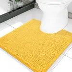 Smiry Chenille U-Shaped Toilet Bathroom Rugs, Soft Absorbent Non-Slip Contoured Rugs, Machine Washable Contour Bath Mats for Bathroom Toilet (20"x20", Yellow)