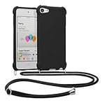 kwmobile Crossbody Case Compatible with Apple iPod Touch 6G / 7G (6th and 7th Generation) - Case with Lanyard - Soft Matte TPU - Black