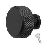 Decoranddecor Amelia Knurled 35mm Round Kitchen Cabinet Furniture Knobs Aluminium Matt Black