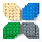 Strictly Briks Classic Building Brick Baseplates, Blue, Green, Gray, and Sand, 20 Pieces, 2.5x2.5 Inches (8x8 Studs), 100% Compatible with All Major Brick Brands, for Ages 3 and Up