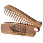 Beard comb Wooden Folding Beard Comb covered with oil-wax 4,3"x 1,2" by Enjoy The Wood - moustache comb - Anti-Static Wooden walnut Folding Comb for Men with Real man engraving Grooming kit Pocket