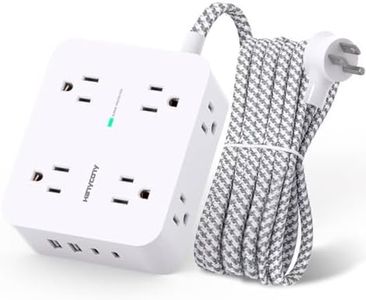 Surge Protector Power Strip - 8 Outlets with 4 USB (2 USB C) Charging Ports, Multi Plug Outlet Extender, 5Ft Braided Extension Cord, Flat Plug Wall Mount Desk USB Charging Station for Home Office ETL