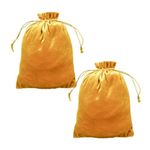 Dulhan DLC set of 2 Velvet Potli Bags for Return Gifts, 5x7 inch Golden color pouch for Wedding gifts, Women Jwellery Handbag