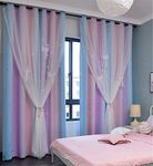 Yancorp Curtains for Girls Bedroom Kids Room Curtain Colorful Window Nursery Curtain 72 inches Length Room Darkening Grommet 2 Layers (Pink Purple, W52 X L72)