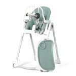 Allis Baby Lola Adjustable Folding High Chair with Multiple Height and Seat Positions, Removable Tray, 5 Point Harness and Toy Bar, Portable Highchair for Babies and Toddlers (Jade)