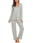 Ekouaer Pajamas for Women Soft Sleepwear Set Long Sleeve Comfy Pjs Top Loose Fit Pj Pants Loungewear