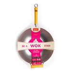 School of Wok - 14"/36cm Carbon Steel Wok, Flat Bottom, Bamboo Handle