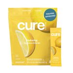 Cure Hydration Mix | Natural Electrolytes | No Added Sugar | Made with Organic Coconut Water | Main Squeeze Lemon, Pack of 14