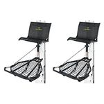 Hawk Kickback LVL Durable Steel Hang-On Adjustable Hunting Game Deer Tree Stand with Oversized Platform and Leg Extension Footrest, Black (2 Pack)