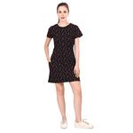 Stories.Label Women Long T-Shirt Dress in Knee Length with Pockets Include Plus Sizes, Casual T-Shirt Dresses for Girls (Black, L)