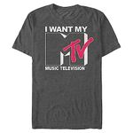 MTV Men's Want Logo T-Shirt, Premium Charcoal Heather, 2XL