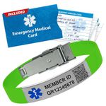 QR Medical Alert Bracelet for Men & Women – Silicone Medic Alert Band with Scannable ID – Includes Secure Online Personal Health Record & Emergency Medical ID Card (Lime Green)