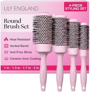Lily England Round Blow Dry Brush Set for Women - Perfect for Voluminous Blowouts - Ceramic Ionic Technology - Luxury Gift for Her (Pink)