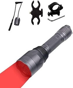 BESTSUN Predator Light 350 Yards Red LED Flashlight Night Hunting Light Coyotes Varmints Hog Hunt Tactical Flashlights with Pressure Switch, Scope & Picatinny Mounts