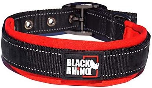 Black Rhino - The Comfort Collar Ultra Soft Neoprene Padded Dog Collar for All Breeds - Heavy Duty Adjustable Reflective Weatherproof (Small, Red/Black)